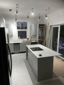 Modern kitchen renovation in progress.