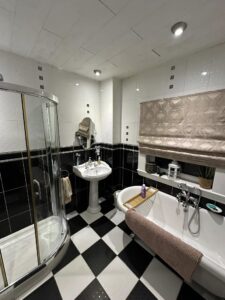Modern black and white bathroom design