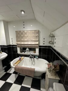 Modern black and white bathroom design